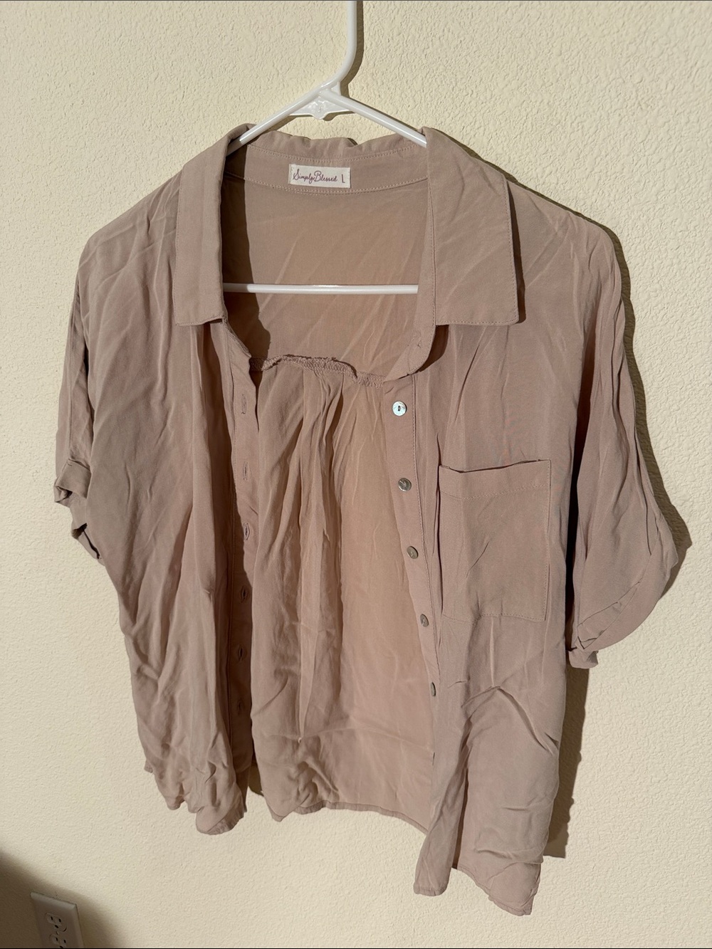 Women's Simply Blessed Button-Front Short Sleeve Top